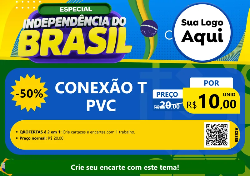 Modelo de Cartaz para Cartaz A4 Horizontal com o tema Especial Independência do Brasil para Tubos e conexões