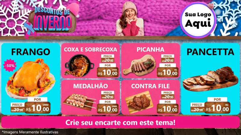 Modelo de TV para TV Horizontal com o tema Descontos de Inverno para Assados