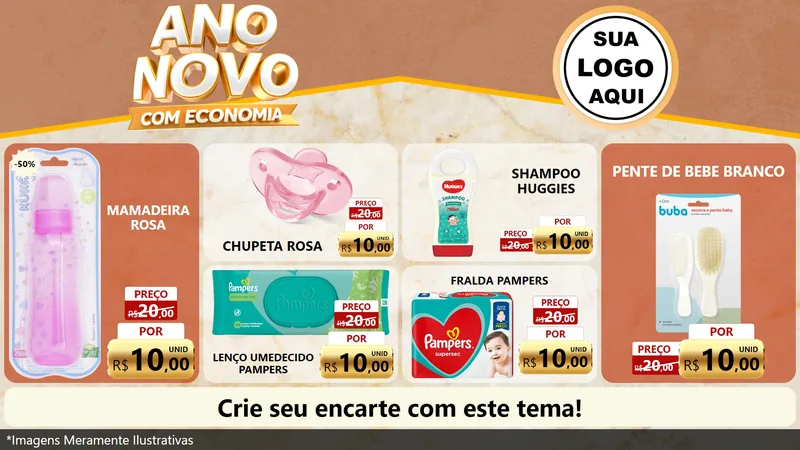 Modelo de TV para TV Horizontal com o tema Ano Novo Com Economia para Bebês