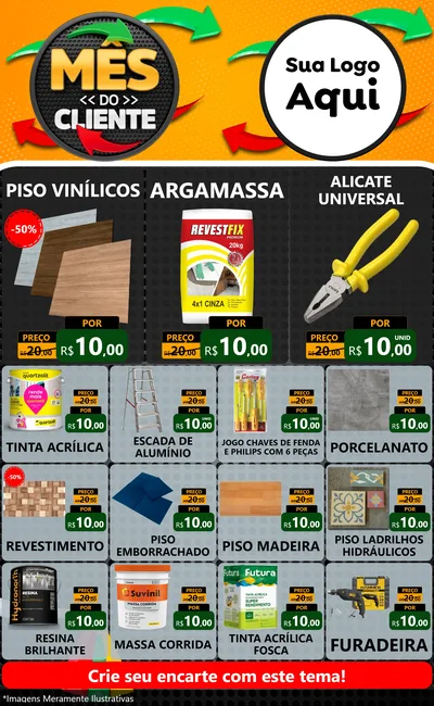 Modelo de Encarte para Encarte Grande com o tema Mês do Cliente para Material para Construção