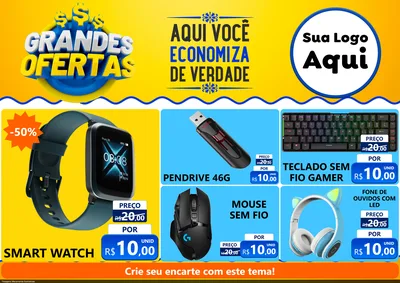 Modelo de Encarte para Encarte A4 Horizontal com o tema Grandes Ofertas para Informática