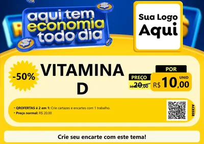 Modelo de Cartaz para Cartaz A4 Horizontal com o tema Aqui Tem Economia Todo Dia para Farmácia