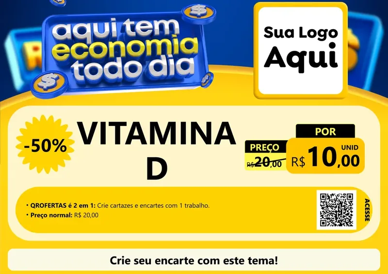 Modelo de Cartaz para Cartaz A4 Horizontal com o tema Aqui Tem Economia Todo Dia para Farmácia