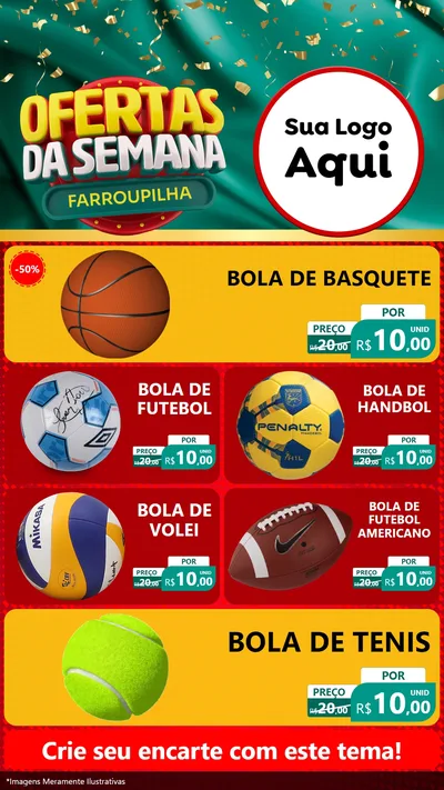 Modelo de TV para TV Vertical com o tema Ofertas da Semana Farroupilha para Artigos Esportivos