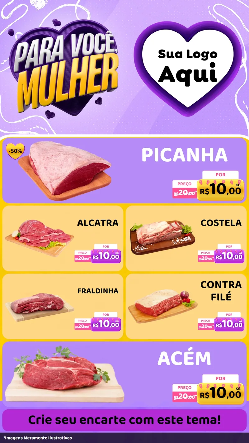 Modelo de TV para TV Vertical com o tema Para Você, Mulher para Açougue