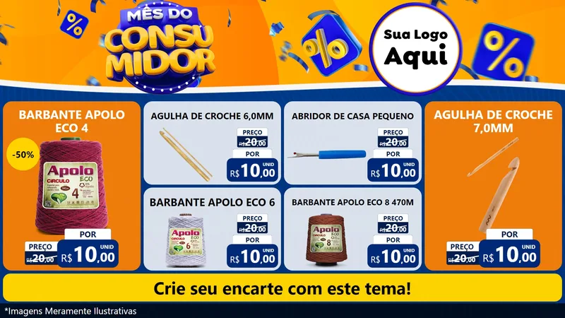 Modelo de TV para TV Horizontal com o tema Mês do Consumidor para Armarinho e Aviamentos