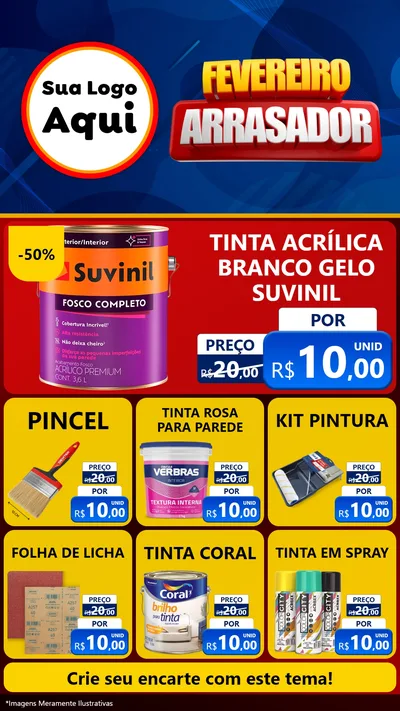Modelo de Rede Social para Stories com o tema Fevereiro Arrasador para Tintas e Ferramentas