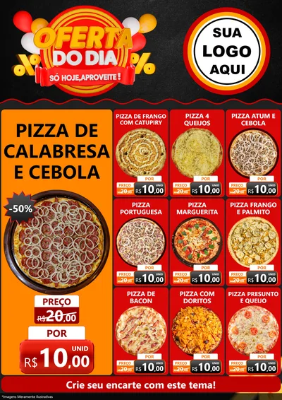 Modelo de Encarte para Encarte A4 Vertical com o tema Oferta do Dia - Só hoje, Aproveite! para Pizzaria