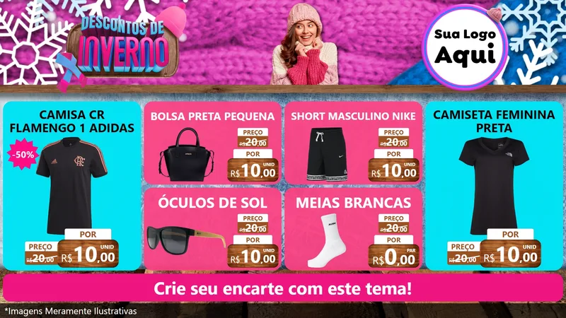 Modelo de TV para TV Horizontal com o tema Descontos de Inverno para Roupas e acessórios