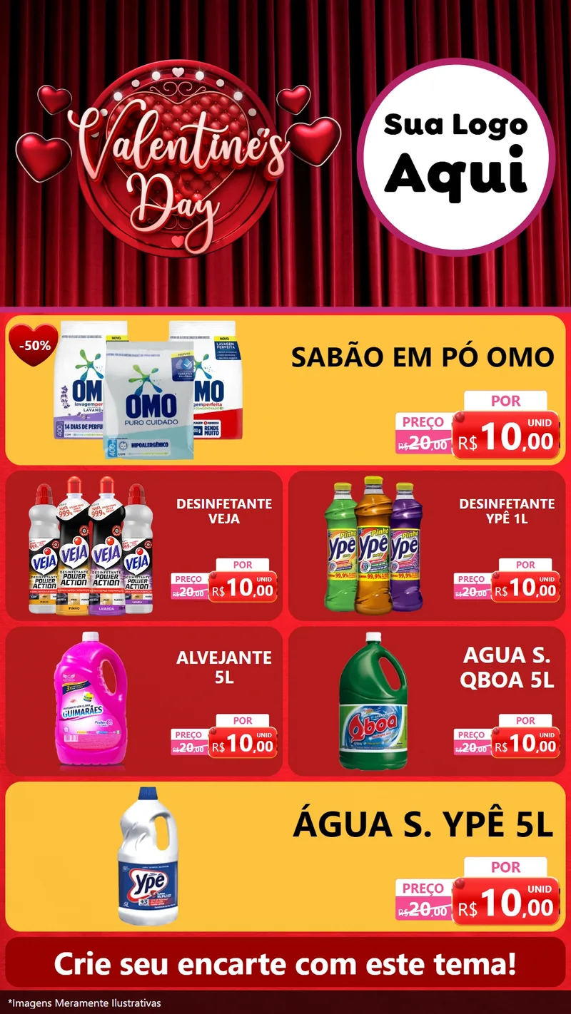 Modelo de TV para TV Vertical com o tema Valentine's Day para Produtos de Limpeza