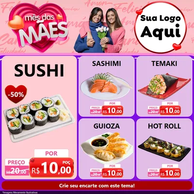 Modelo de Rede Social para Feed Facebook com o tema Mês Das Mães para Comida japonesa