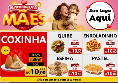 Modelo de Encarte para Encarte A4 Horizontal com o tema Semana das Mães para Salgadaria
