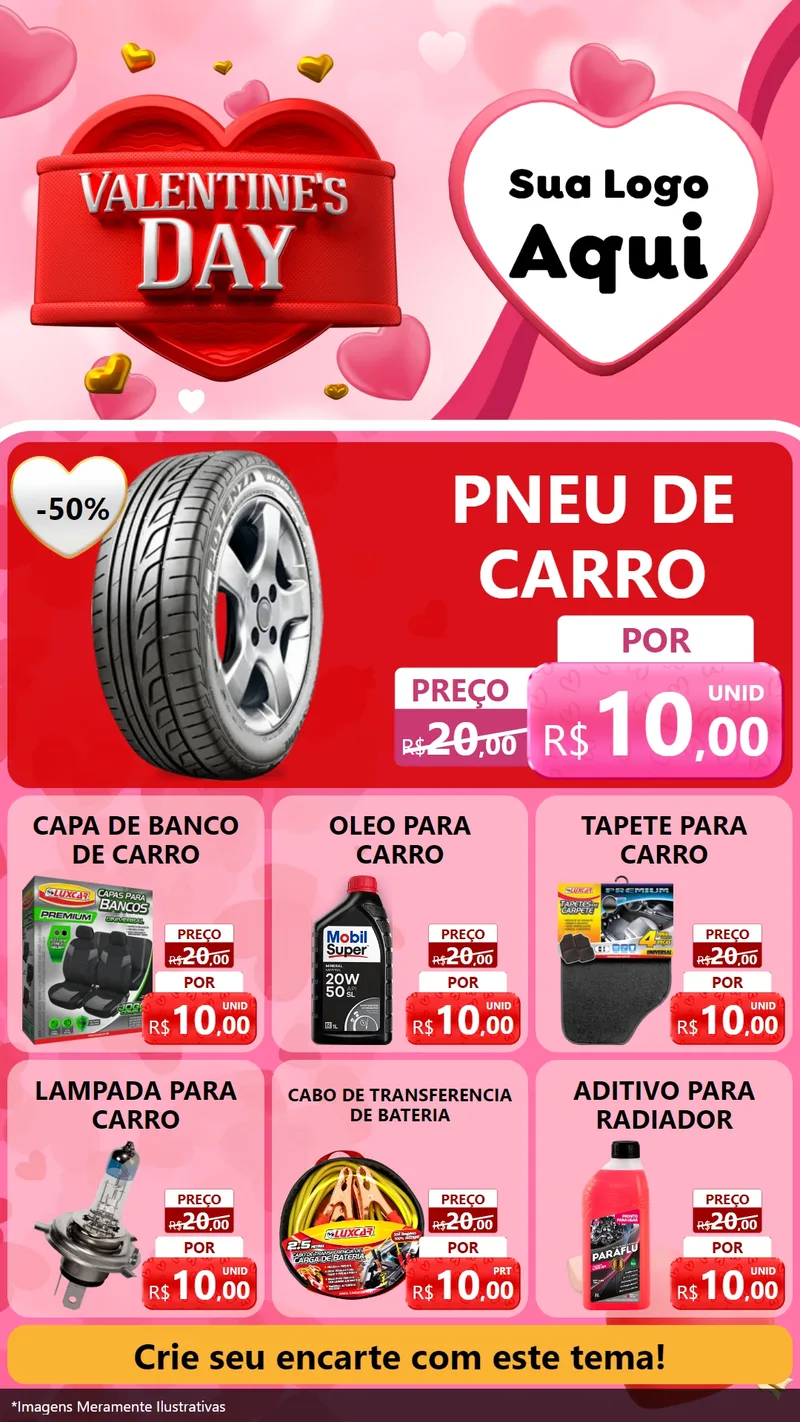 Modelo de Rede Social para Stories com o tema Valentine's Day para Auto peças