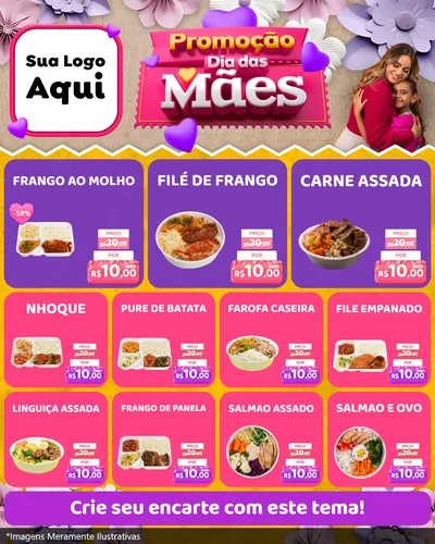 Modelo de Rede Social para Feed Instagram com o tema Promoção Dia das Mães para Restaurante