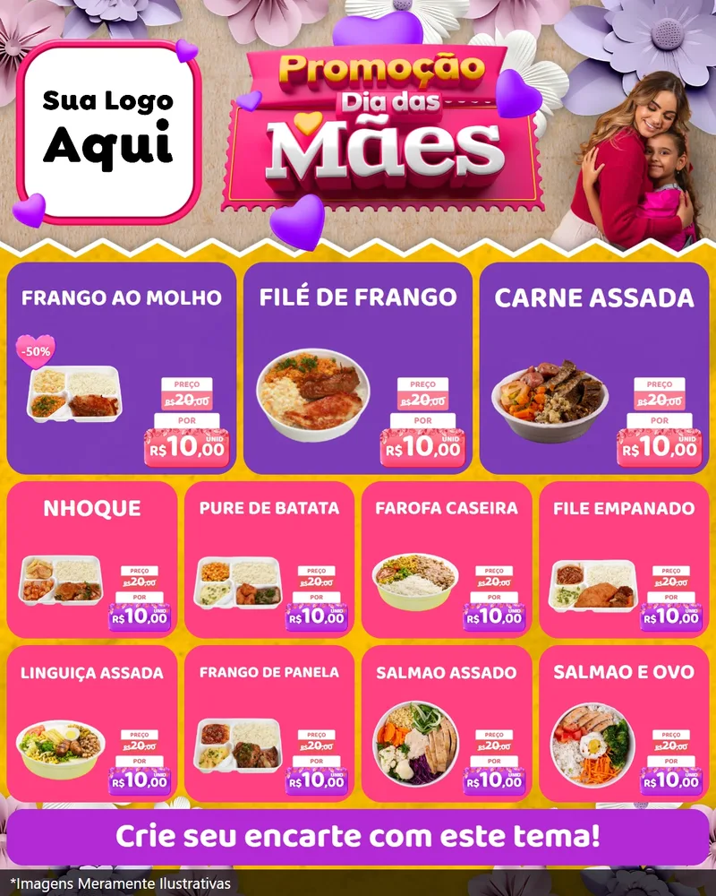 Modelo de Rede Social para Feed Instagram com o tema Promoção Dia das Mães para Restaurante