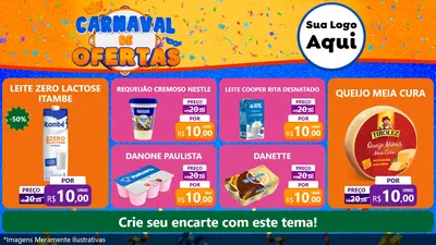 Modelo de TV para TV Horizontal com o tema Carnaval de Ofertas para Frios e Laticínios