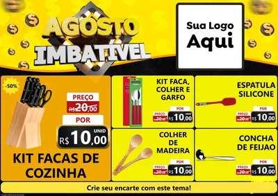 Modelo de Encarte para Encarte A4 Horizontal com o tema Agosto Imbatível para Utilidades Domésticas