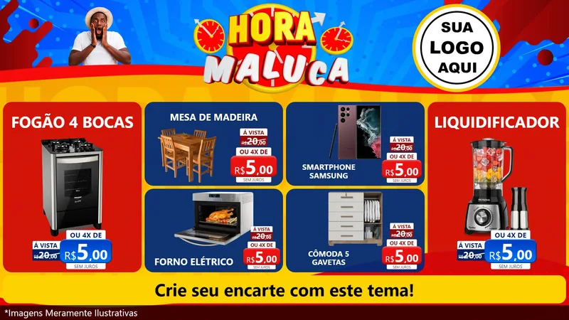 Modelo de TV para TV Horizontal com o tema Hora Maluca para Móveis e Eletro