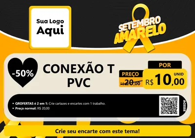 Modelo de Cartaz para Cartaz A4 Horizontal com o tema Setembro Amarelo para Tubos e conexões