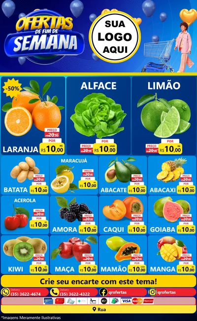 Modelo de Encarte para Encarte Grande com o tema Ofertas de Fim de Semana para Hortifrúti