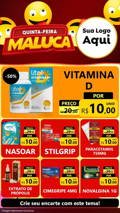 Modelo de Rede Social para Stories com o tema Quinta-feira Maluca para Farmácia