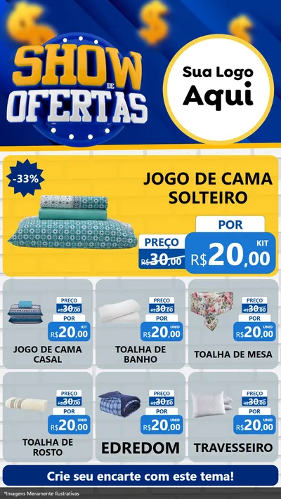 Modelo de Rede Social para Stories com o tema Show de Ofertas para Cama, Mesa e Banho