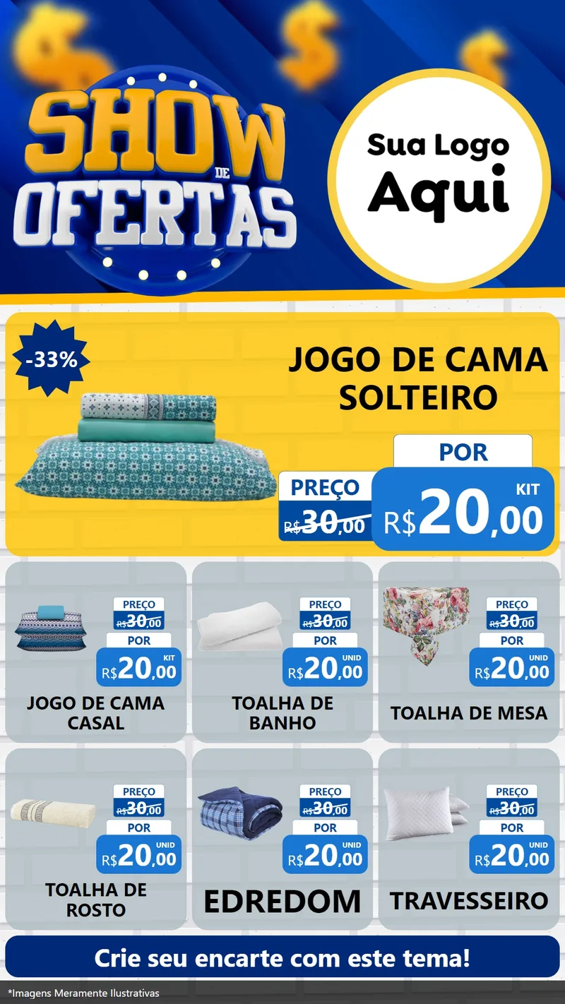 Modelo de Rede Social para Stories com o tema Show de Ofertas para Cama, Mesa e Banho