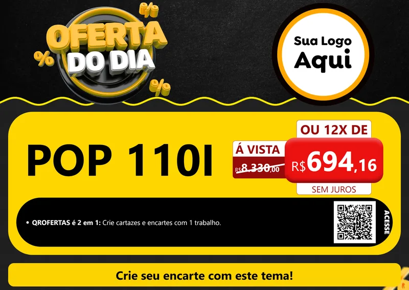 Modelo de Cartaz para Cartaz A4 Horizontal com o tema Oferta Do Dia para Concessionaria de Motos