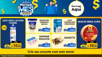 Modelo de TV para TV Horizontal com o tema Operação Fecha Mês, Junho para Frios e Laticínios