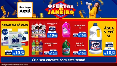Modelo de TV para TV Horizontal com o tema Ofertas de Janeiro para Produtos de Limpeza