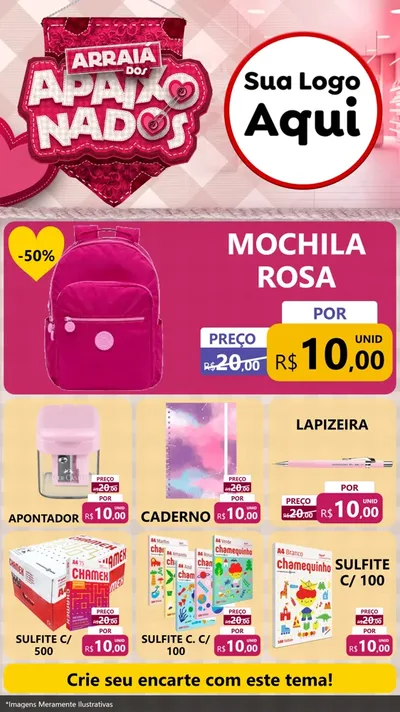 Modelo de Rede Social para Stories com o tema Arraiá dos Apaixonados - Junina para Papelaria