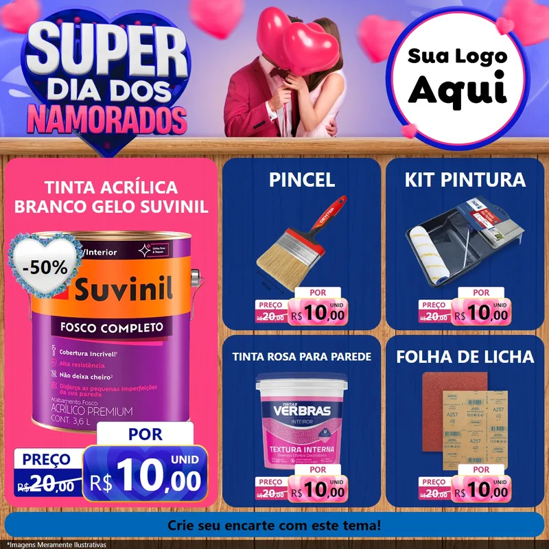 Modelo de Rede Social para Feed Facebook com o tema Super Dia dos Namorados para Tintas e Ferramentas
