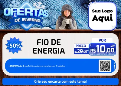 Modelo de Cartaz para Cartaz A4 Horizontal com o tema Ofertas de Inverno para Materiais Elétricos