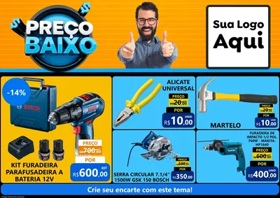 Modelo de Encarte para Encarte A4 Horizontal com o tema Preço Baixo para Maquinas e Ferramentas