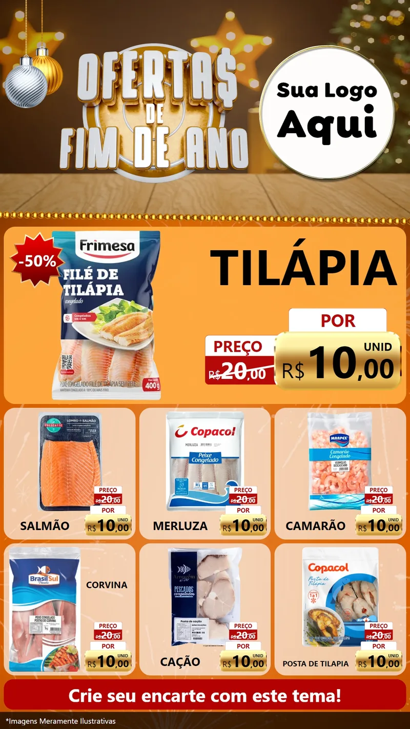 Modelo de Rede Social para Stories com o tema Ofertas de Fim de Ano para Peixaria