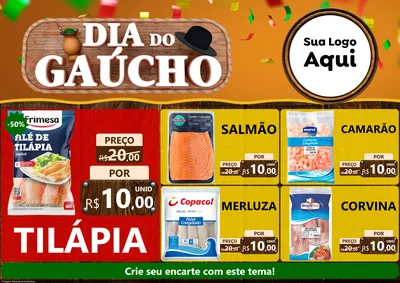 Modelo de Encarte para Encarte A4 Horizontal com o tema Dia do Gaúcho para Peixaria