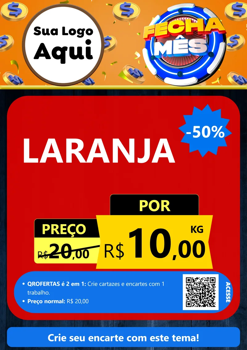Modelo de Cartaz para Cartaz A4 Vertical com o tema Fecha Mês para Hortifrúti