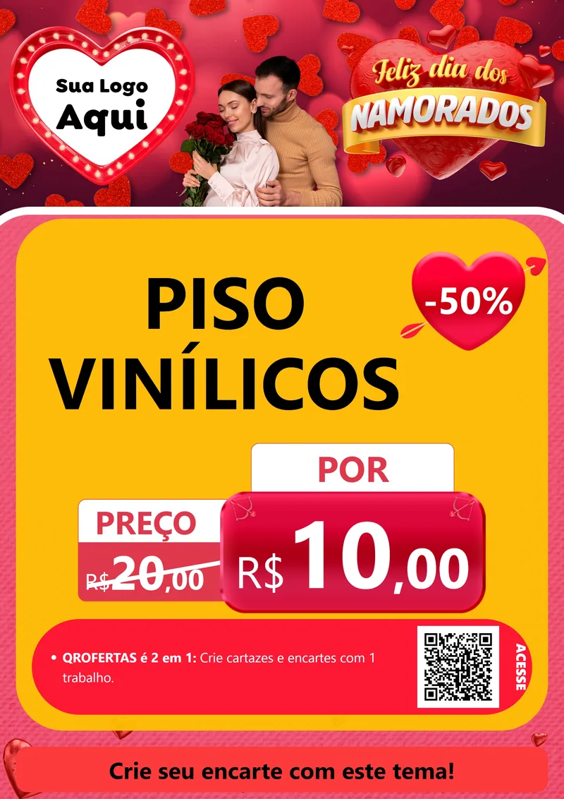Modelo de Cartaz para Cartaz A4 Vertical com o tema Feliz Dia Dos Namorados para Material para Construção
