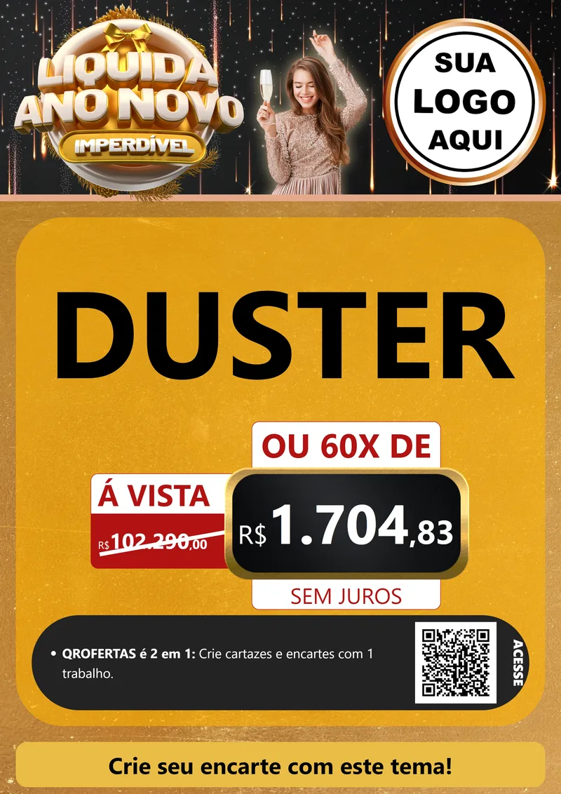 Modelo de Cartaz para Cartaz A4 Vertical com o tema Liquida Ano Novo Imperdível para Concessionaria de Carros