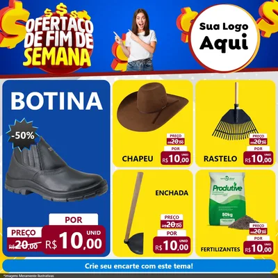 Modelo de Rede Social para Feed Facebook com o tema Ofertaço de Fim de Semana para Agropecuária