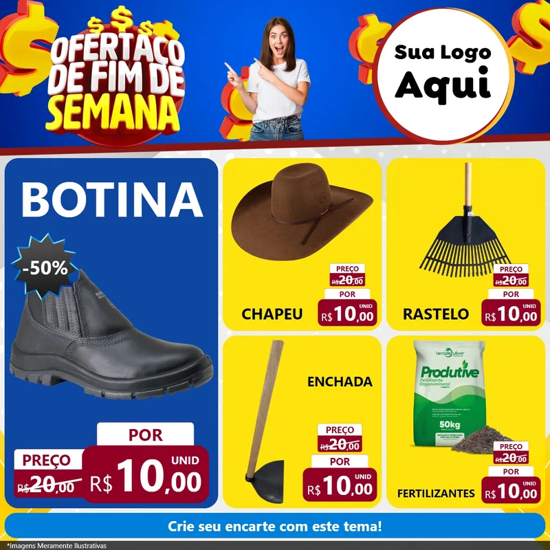 Modelo de Rede Social para Feed Facebook com o tema Ofertaço de Fim de Semana para Agropecuária