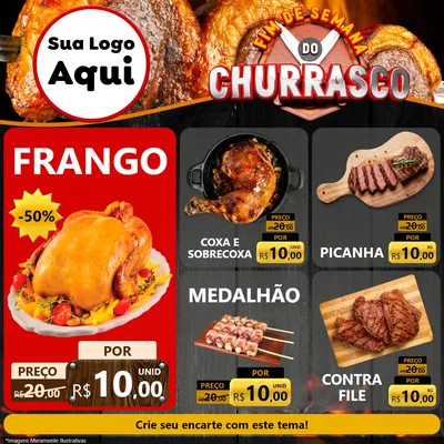 Modelo de Rede Social para Feed Facebook com o tema Fim de Semana do Churrasco para Assados