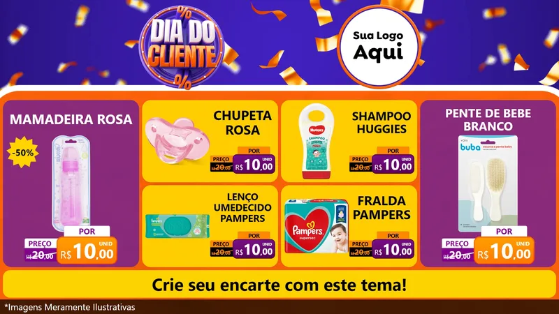 Modelo de TV para TV Horizontal com o tema Dia do Cliente para Bebês