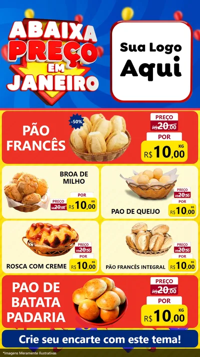 Modelo de TV para TV Vertical com o tema Abaixa Preço em Janeiro para Padaria