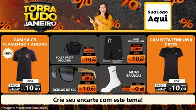 Modelo de TV para TV Horizontal com o tema Torra Tudo Janeiro para Roupas e acessórios