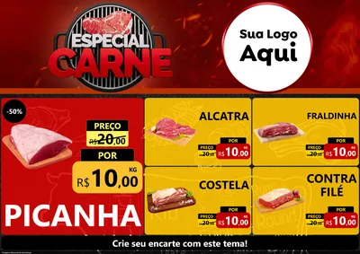 Modelo de Encarte para Encarte A4 Horizontal com o tema Especial da Carne para Açougue
