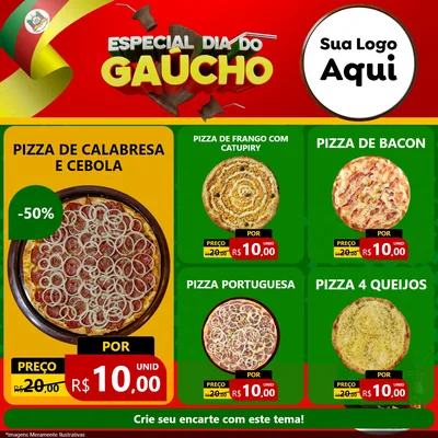 Modelo de Rede Social para Feed Facebook com o tema Especial Dia do Gaúcho para Pizzaria