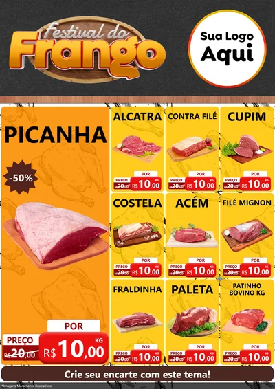 Modelo de Encarte para Encarte A4 Vertical com o tema Festival do Frango para Açougue