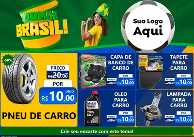 Modelo de Encarte para Encarte A4 Horizontal com o tema Vamos Brasil - Copa para Auto peças