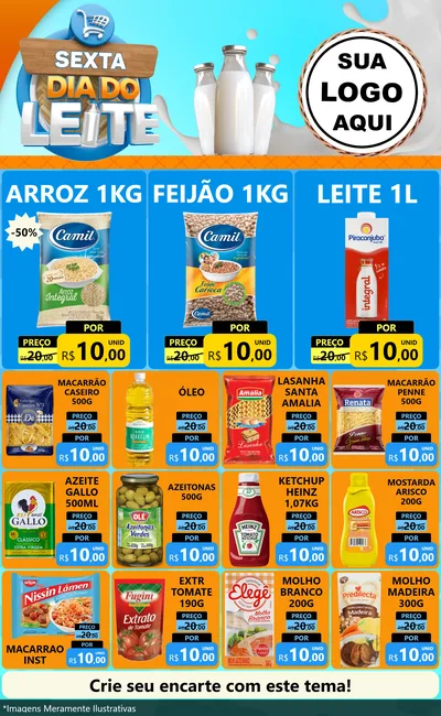 Modelo de Encarte para Encarte Grande com o tema Sexta Dia do Leite para Supermercado